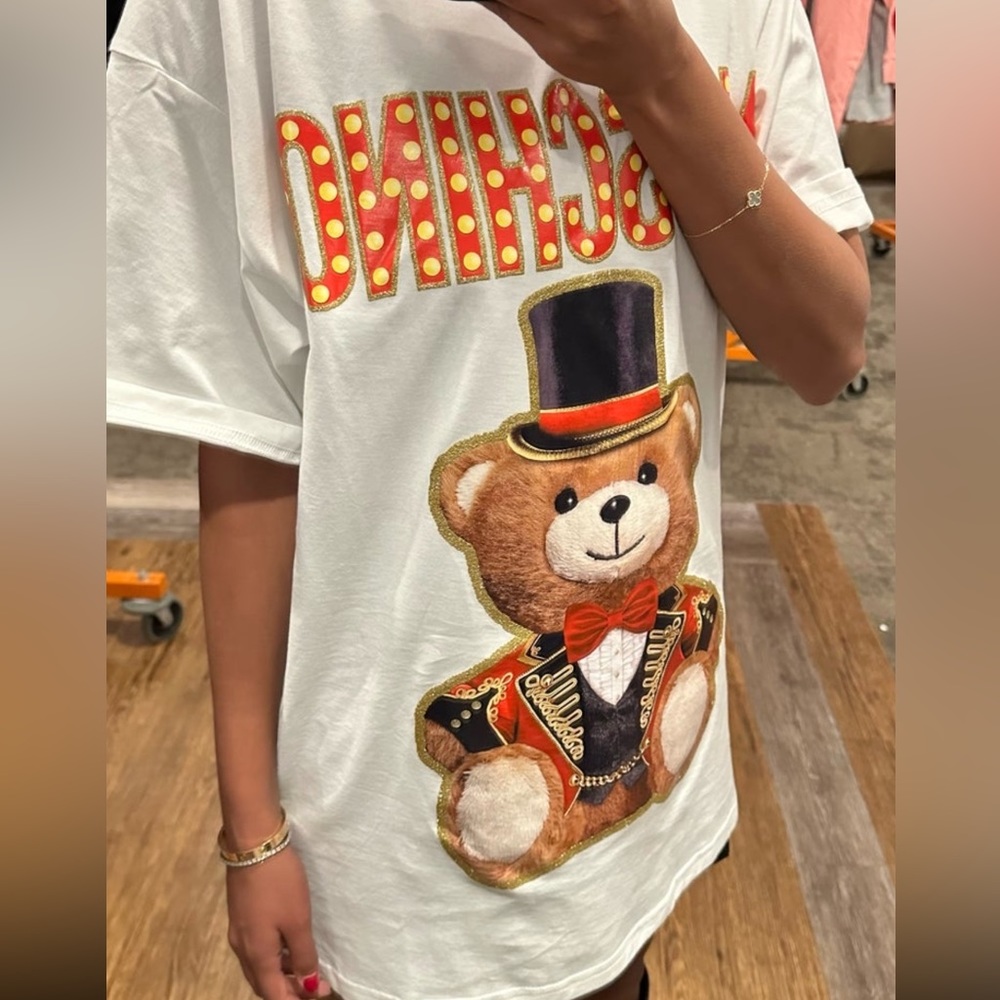 Moschino Ladies Teddy Circus White Cotton T-shirt